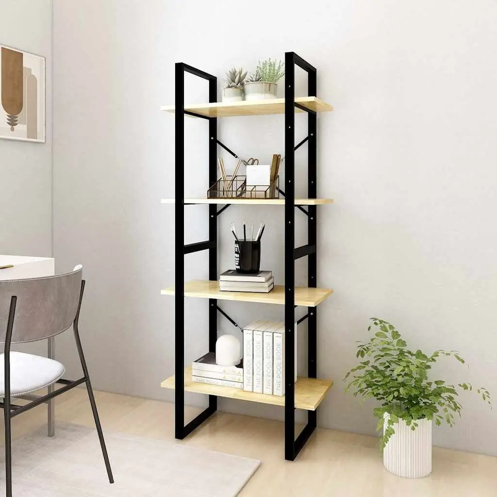 Solid Pine Wood 4-Tier Shelving Unit Book Cabinet Brown 60x30x140cm Sturdy Storage Bookshelf