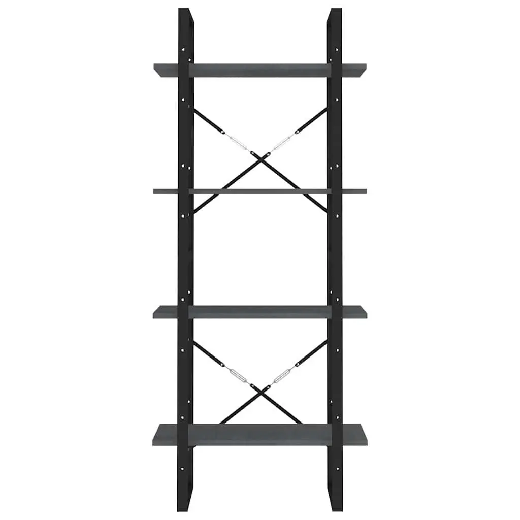 4 Tier Grey Book Cabinet Solid Pine Wood Storage Unit Bookshelf