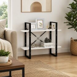Compact and Stylish 2-Tier Book Cabinet in White