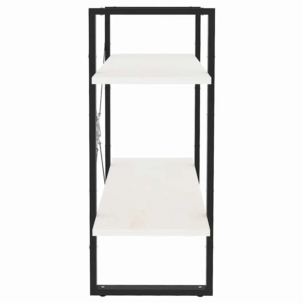 White Bookcase 2-Tier Storage Shelf Solid Pinewood Display Unit Home Organization 80x30x70cm