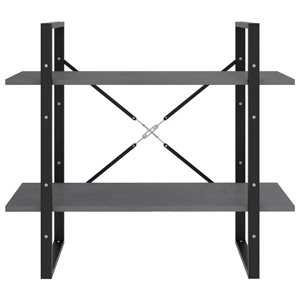 Grey 2 Tier Book Cabinet Solid Pine Wood Storage Shelving Unit 80cmW x 30cmD x 70cmH Durable Display Bookshelf