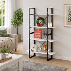 4-Tier White Book Cabinet for Storage
