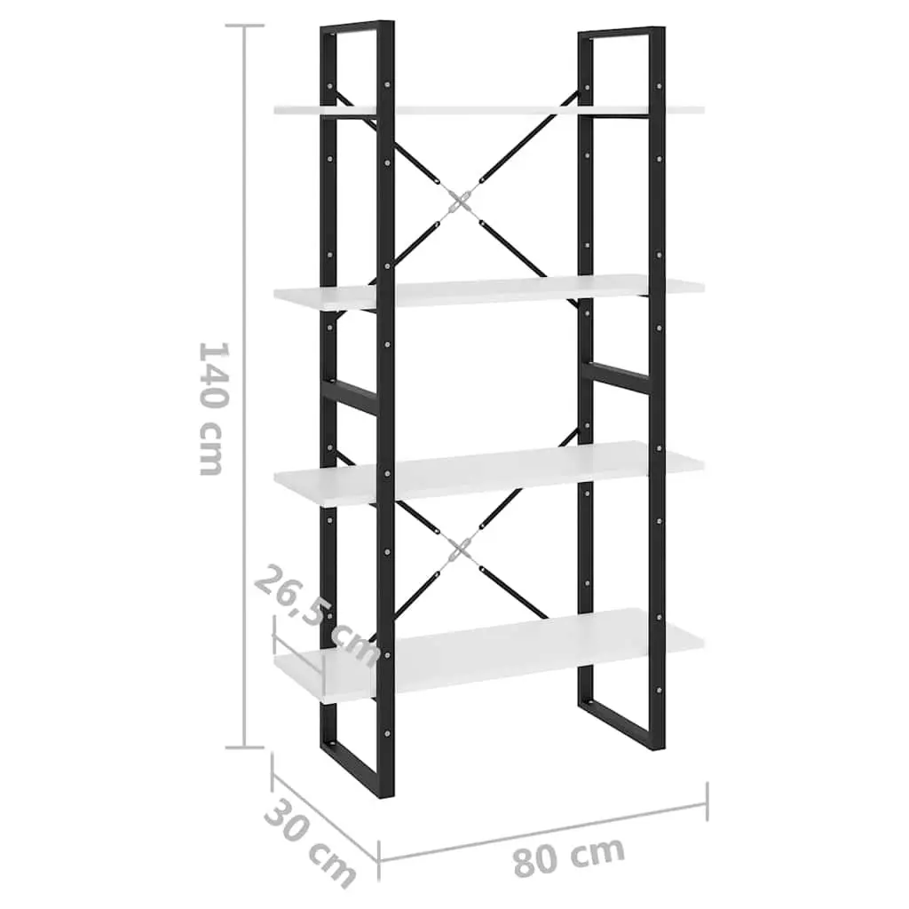 4-Tier White Book Cabinet Shelving Unit Storage Display Bookcase 80x30x140cm