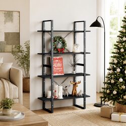 4-Tier Book Cabinet: Sleek Grey Design and Functionality