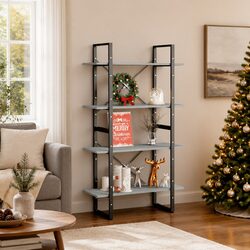 Compact 4-Tier Grey Book Cabinet for Storage