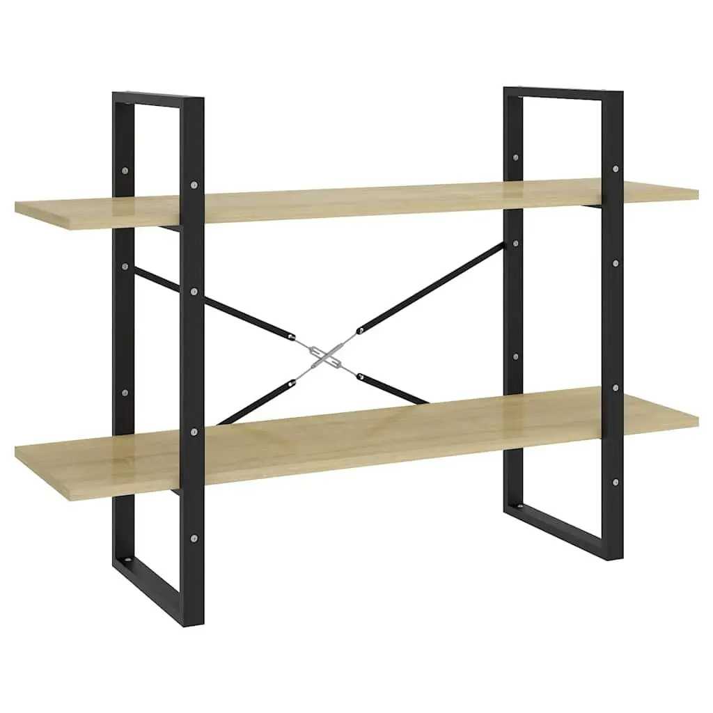 2-Tier Book Cabinet Brown Sonoma Oak 100x30x70 cm Industrial Style Storage Shelves