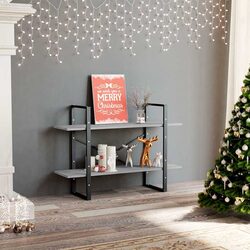 Compact 2-Tier Grey Book Shelf, Space-Saving Design 100x30x70 cm