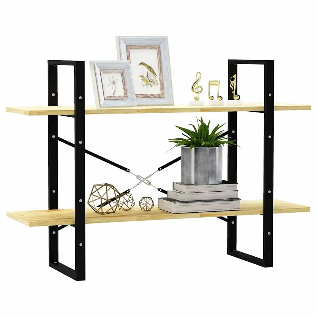 2-Tier Book Cabinet Brown 100x30x70 cm Solid Pine Wood Sturdy Bookshelf Storage
