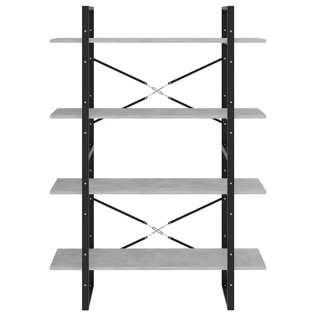 4-Tier Book Cabinet Concrete Grey Engineered Wood Storage Display