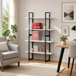 Compact 4-Tier White Book Cabinet