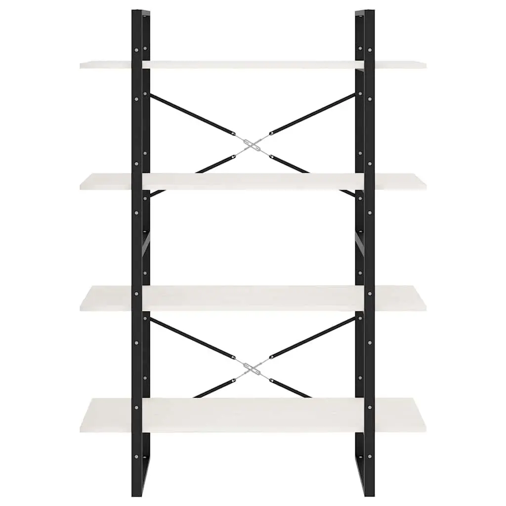 4 Tier White Bookshelf Solid Pine Wood Storage Display Unit