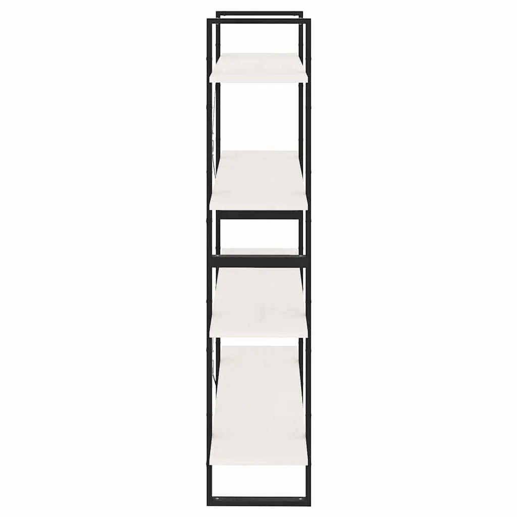 4 Tier White Bookshelf Solid Pine Wood Storage Display Unit