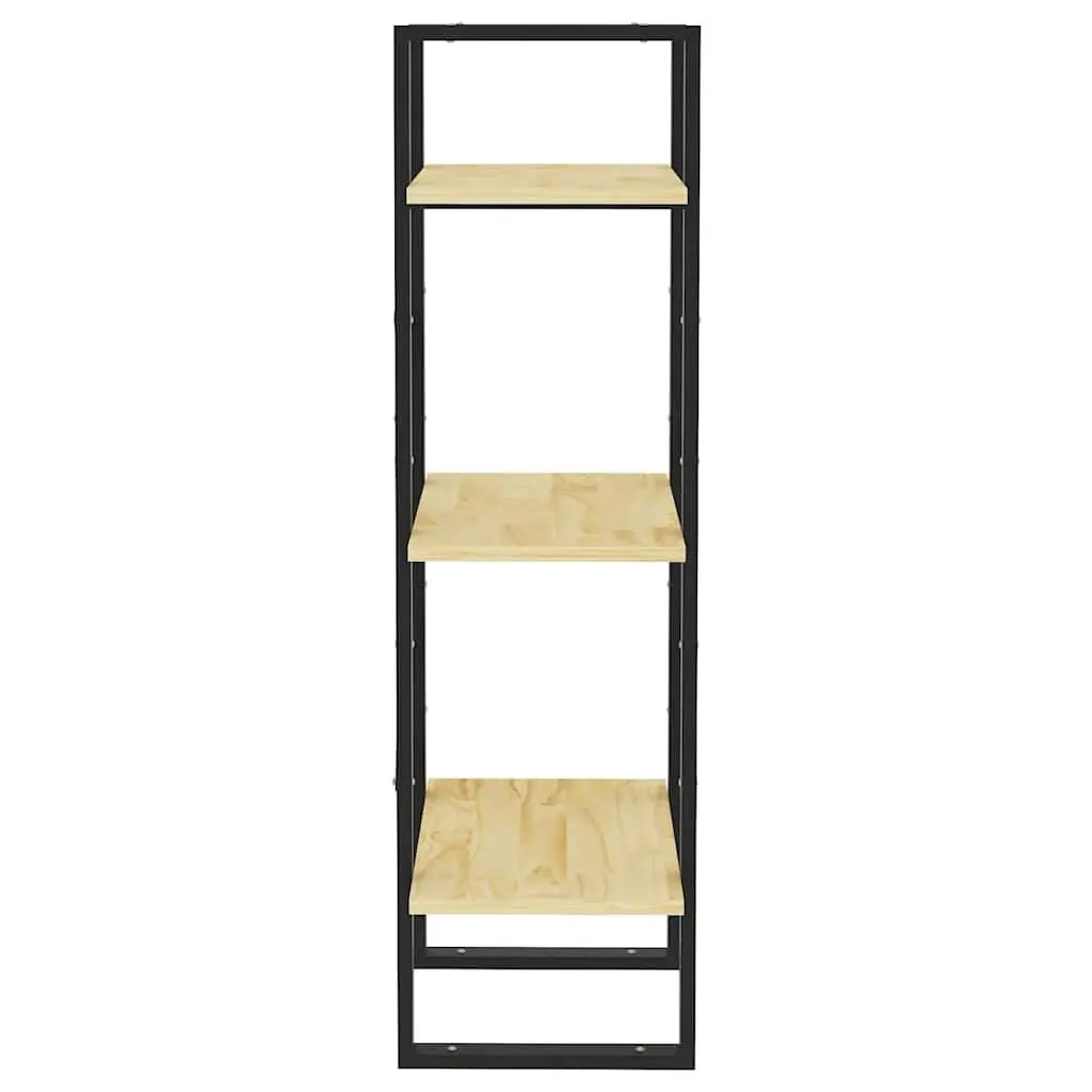3-Tier Book Cabinet Brown Solid Pinewood Shelving Unit Storage Display