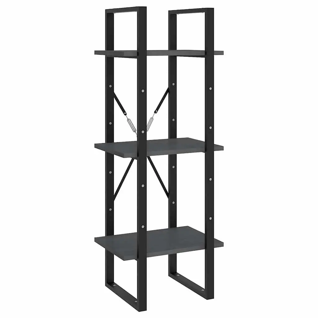 Grey Wooden 3 Tier Bookcase Solid Pine Shelving Unit Contemporary Storage Display 40x30x105cm