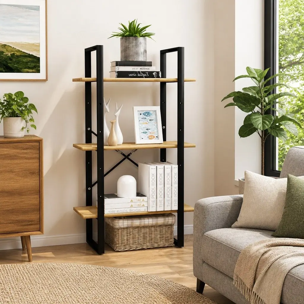 Solid Pine Wood Storage Shelf Brown 60x30x105 cm Standing Display Rack