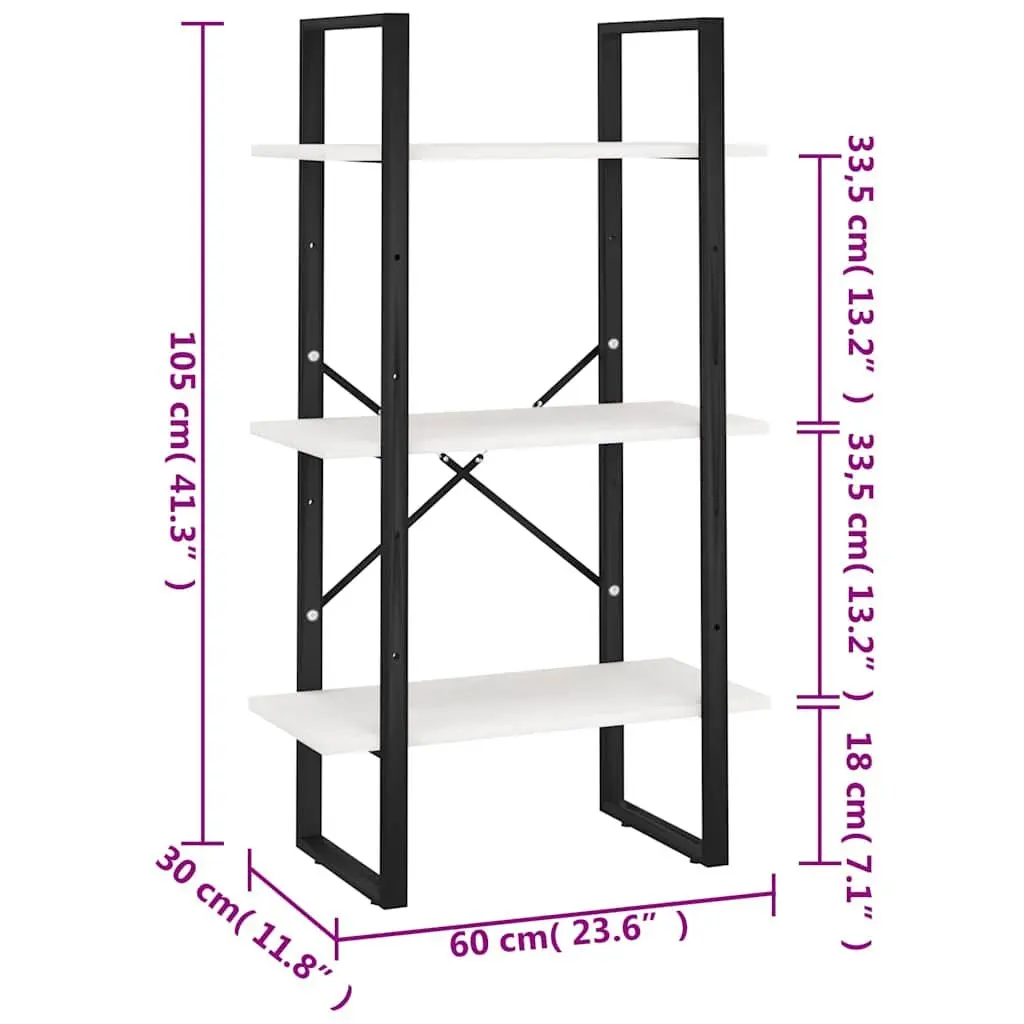 Storage Shelf White Solid Pine Wood Freestanding Display Stand 60W x 30D x 105H cm