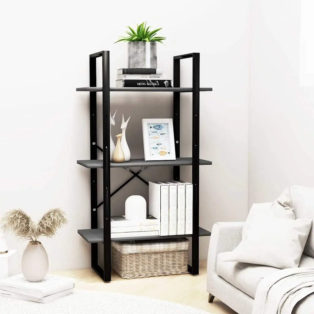 Pine Wood Storage Shelf Grey 60x30x105 cm Multifunctional Display Rack for Home and Professional Use