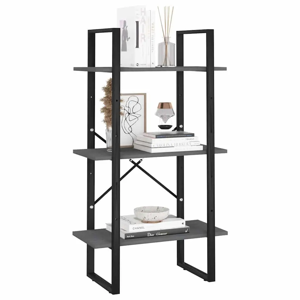 Pine Wood Storage Shelf Grey 60x30x105 cm Multifunctional Display Rack for Home and Professional Use