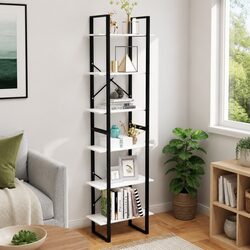 Compact Storage Shelf Bookcase in White 60x30x210 cm