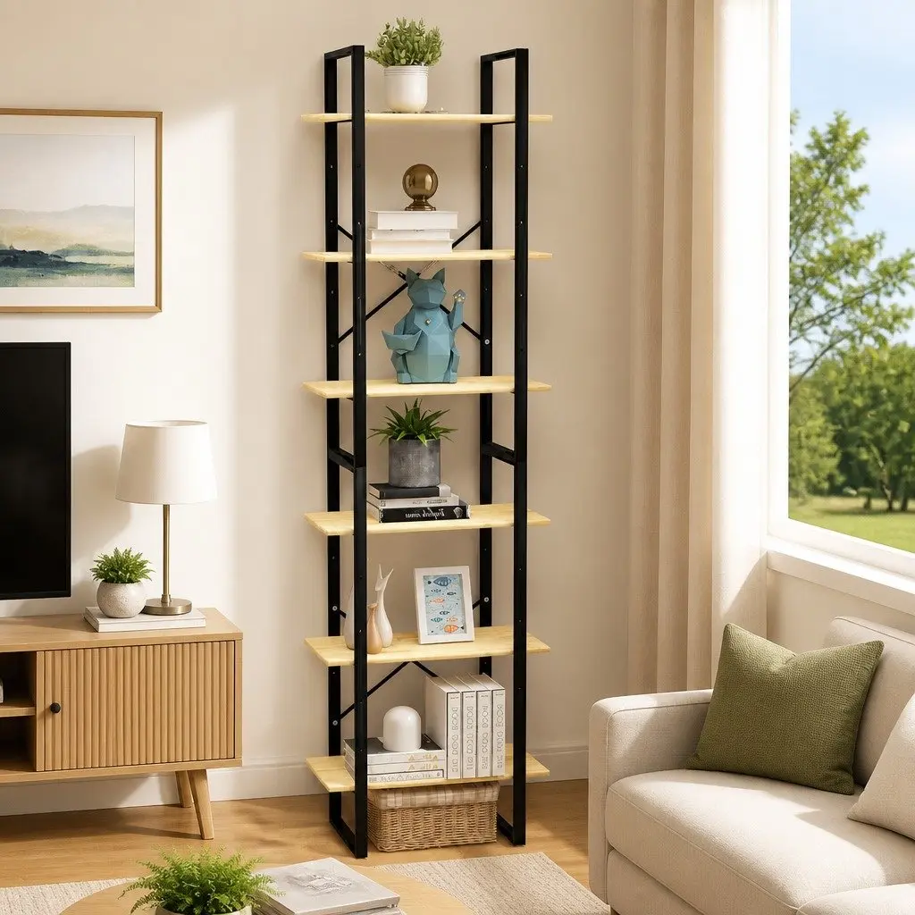 Storage Shelf Brown 60x30x210 cm Wooden Bookcase Display Stand Shelving Unit