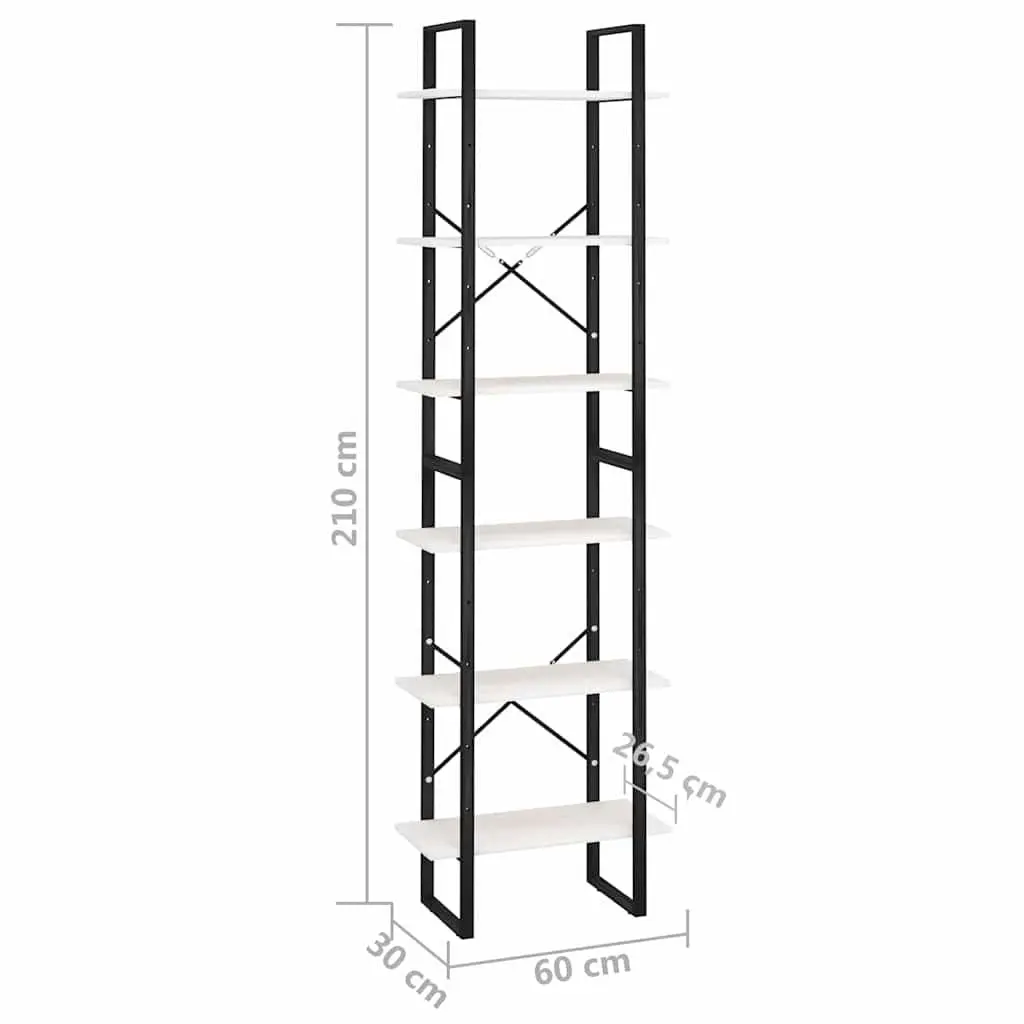 Storage Shelf White 60x30x210 cm Sturdy Metal Construction for Home Office