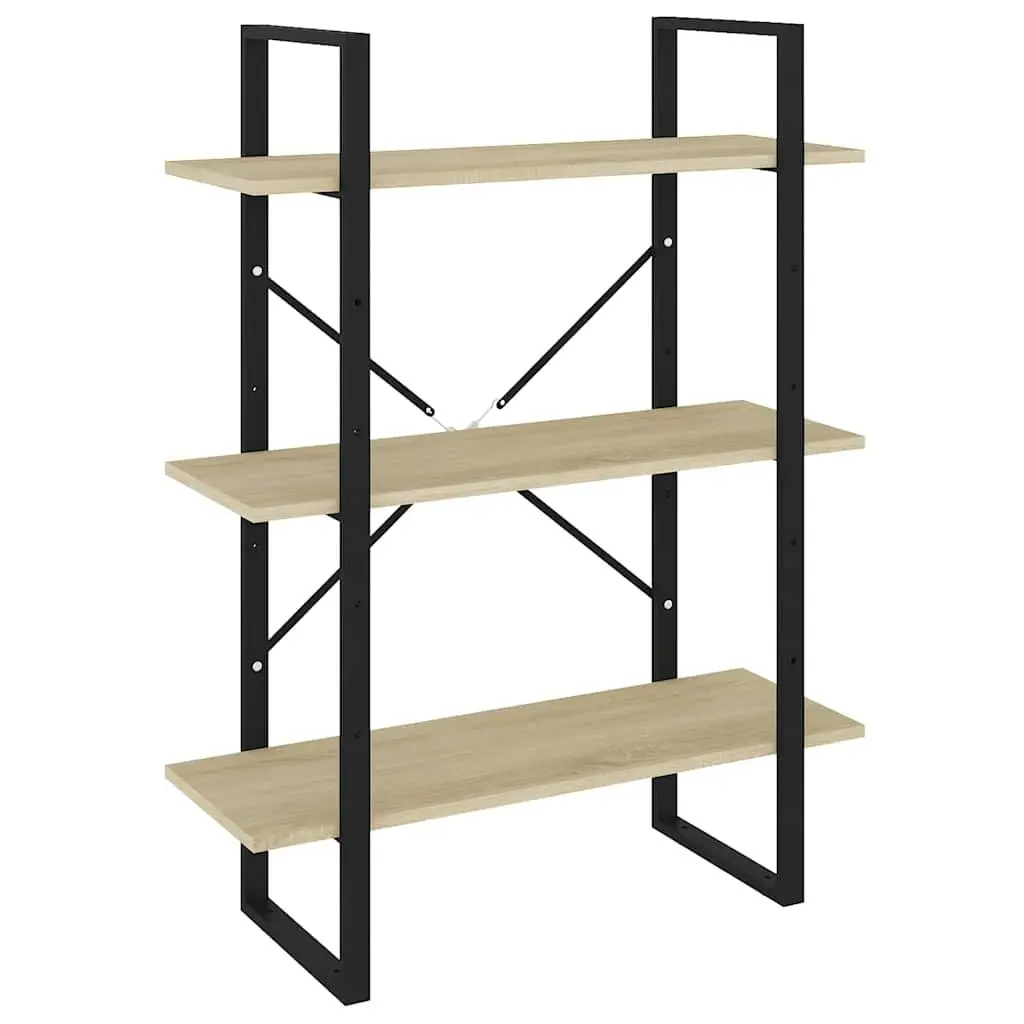 Bookshelf Brown Engineered Wood 80x30x105 cm 3 Shelves Storage