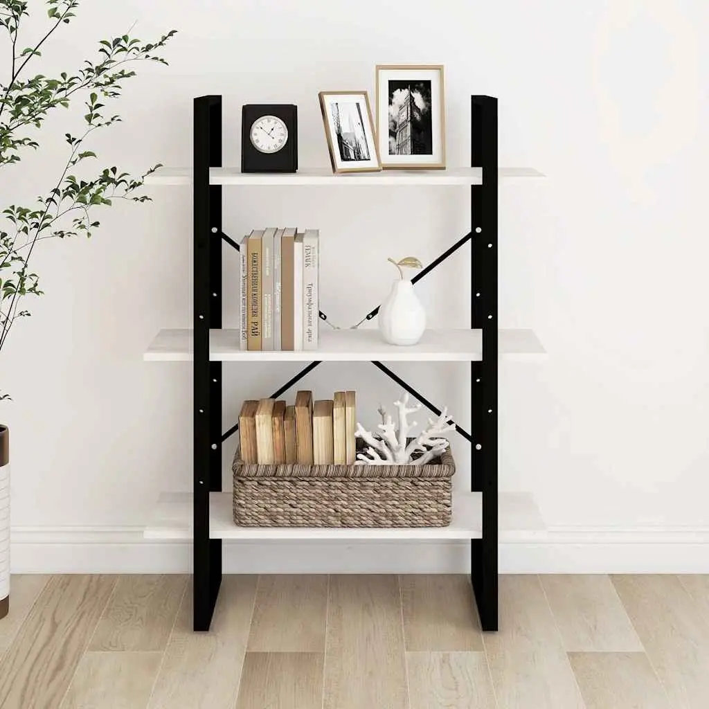 White 3-Tier Book Cabinet Solid Pine Wood Shelving Unit Storage Display Furniture