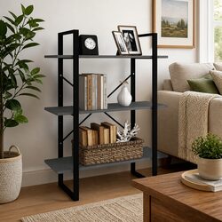 Grey 3-Tier Wooden Book Cabinet for Organized Living
