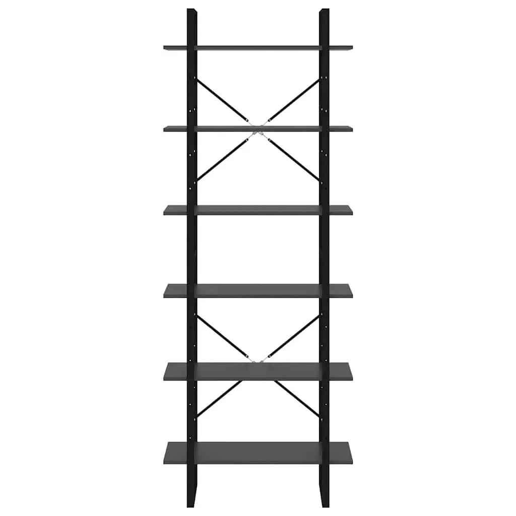 High Cabinet Grey 80x30x210cm Engineered Wood Bookcase Shelving Storage