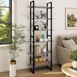 Compact and Stylish Grey High Cabinet Bookcase