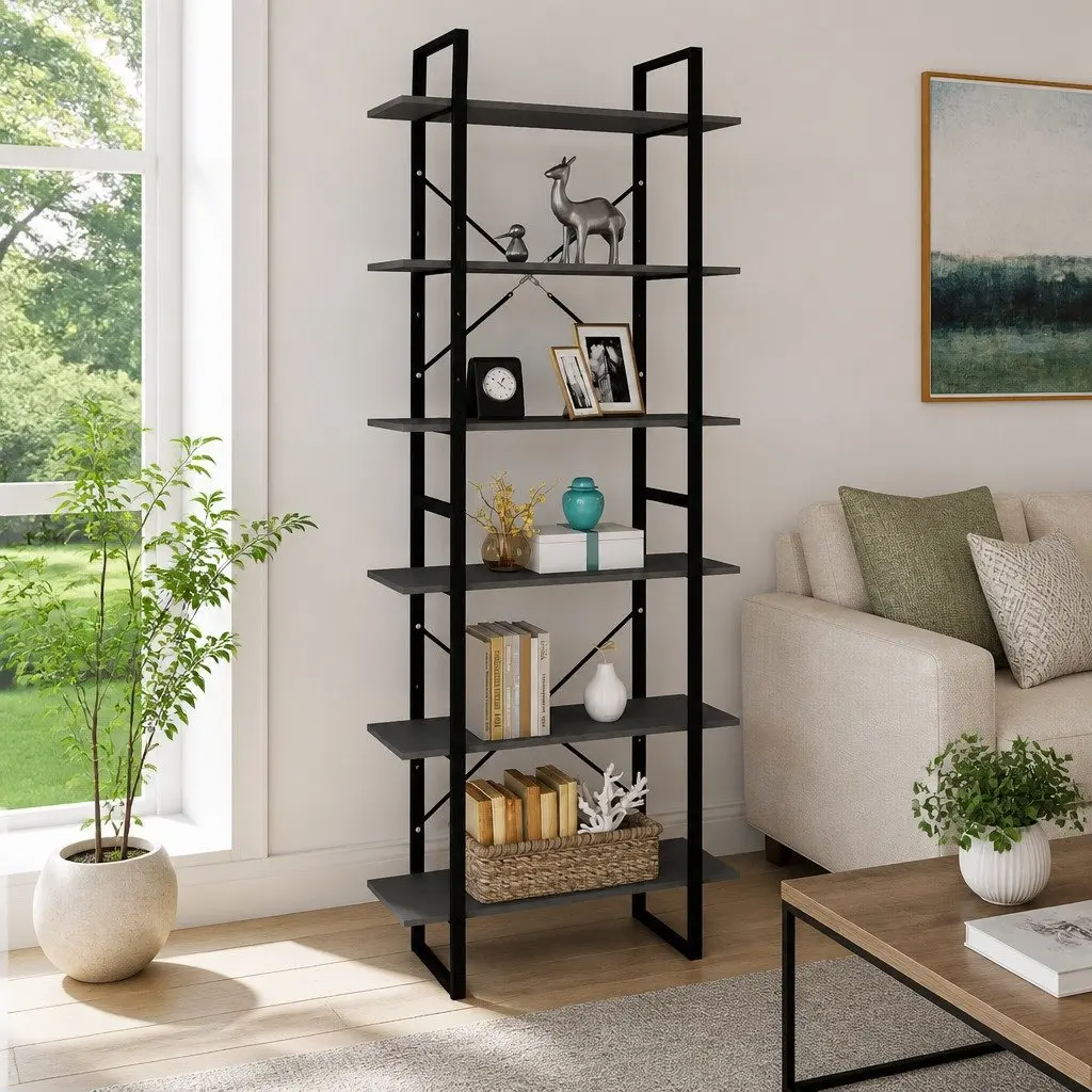 High Cabinet Grey 80x30x210 cm Solid Pine Wood Shelving Unit