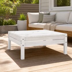 Garden Footstool White Outdoor Patio Footrest Modular Solid Wood Relaxing