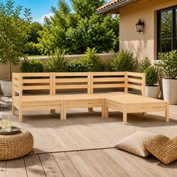 Compact 4 Piece Garden Lounge Set with Rustic Style