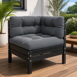 Garden Corner Sofa Modular Outdoor Sectional with Cushions Black Solid Pinewood
