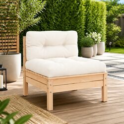 Outdoor Middle Sofa Garden Patio Sectional Modular Lounge Seating Cream Cushions