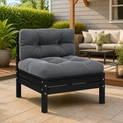 Black Modular Middle Sofa with Cushions for Outdoor Comfort