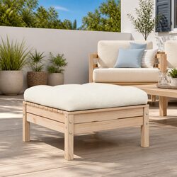 Garden Footstool Outdoor Seating Patio Footrest with Cushion Solid Pinewood