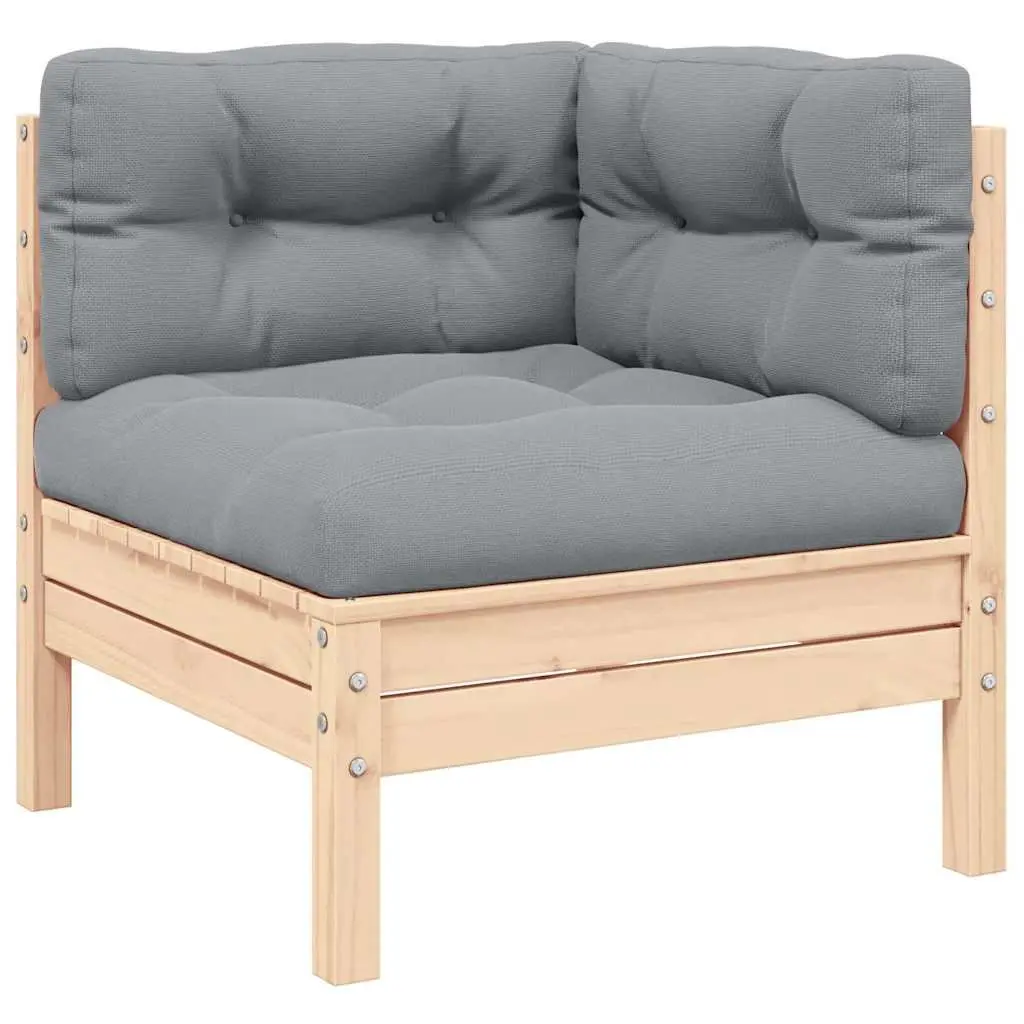 2-Seater Outdoor Garden Sofa with Grey Cushions Modular Patio Lounge Seat
