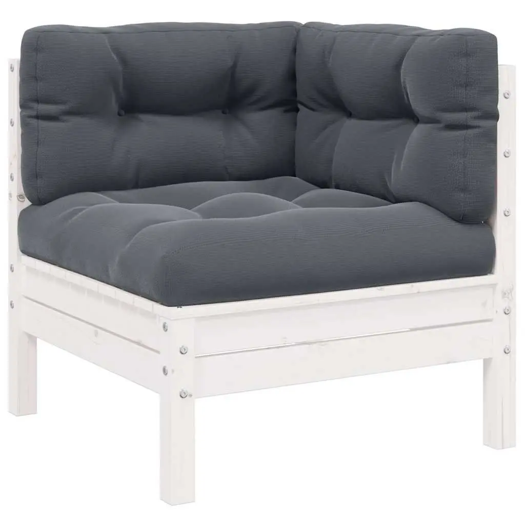 2-Seater Outdoor Garden Sofa with Cushions White Pinewood Patio Lounge Seating