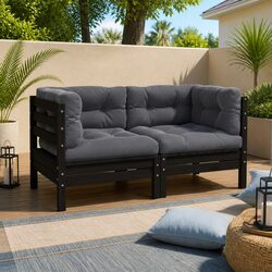 Compact and Stylish 2-Seater Garden Sofa with Cushions