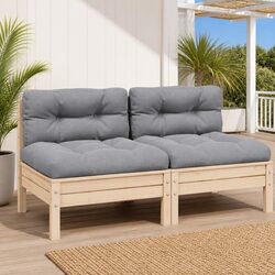 Compact Modular 2-Seater Outdoor Sofa with Grey Cushions