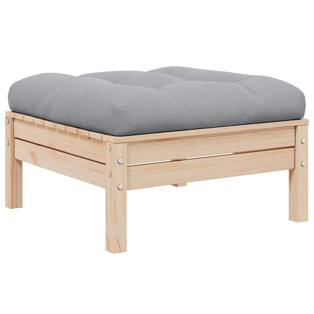 2-Seater Garden Sofa Grey Cushions Modular Pinewood