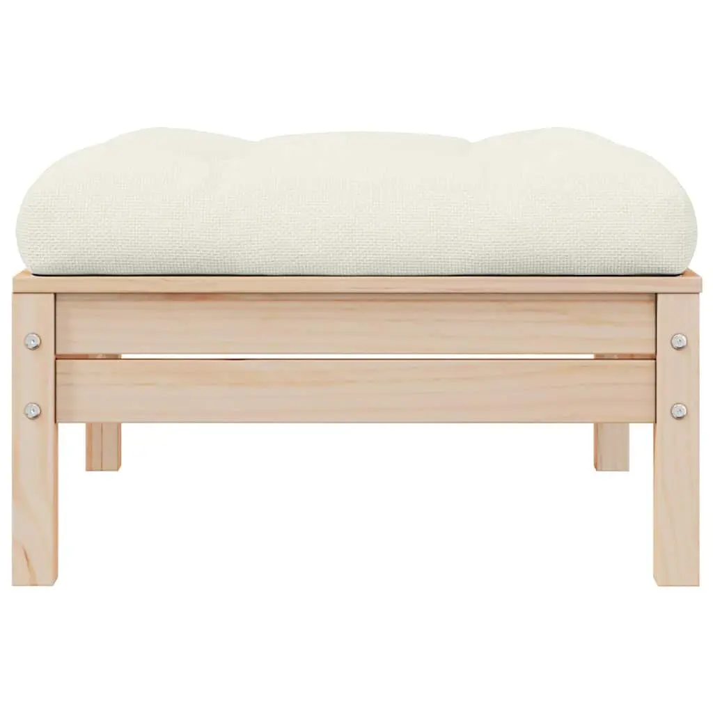 2-Seater Garden Sofa Cream Modular Pinewood Outdoor Sectional with Cushions