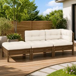 Outdoor Sectional Sofa 3 Piece Garden Lounge Set Patio Furniture with Cushions