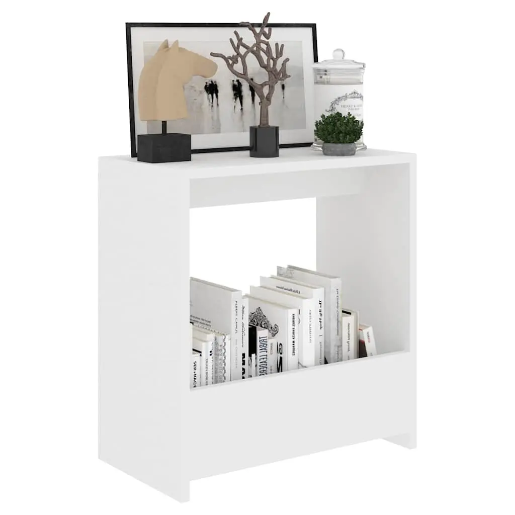 Side Table White Open Storage Compartment 50x26x50cm Engineered Wood