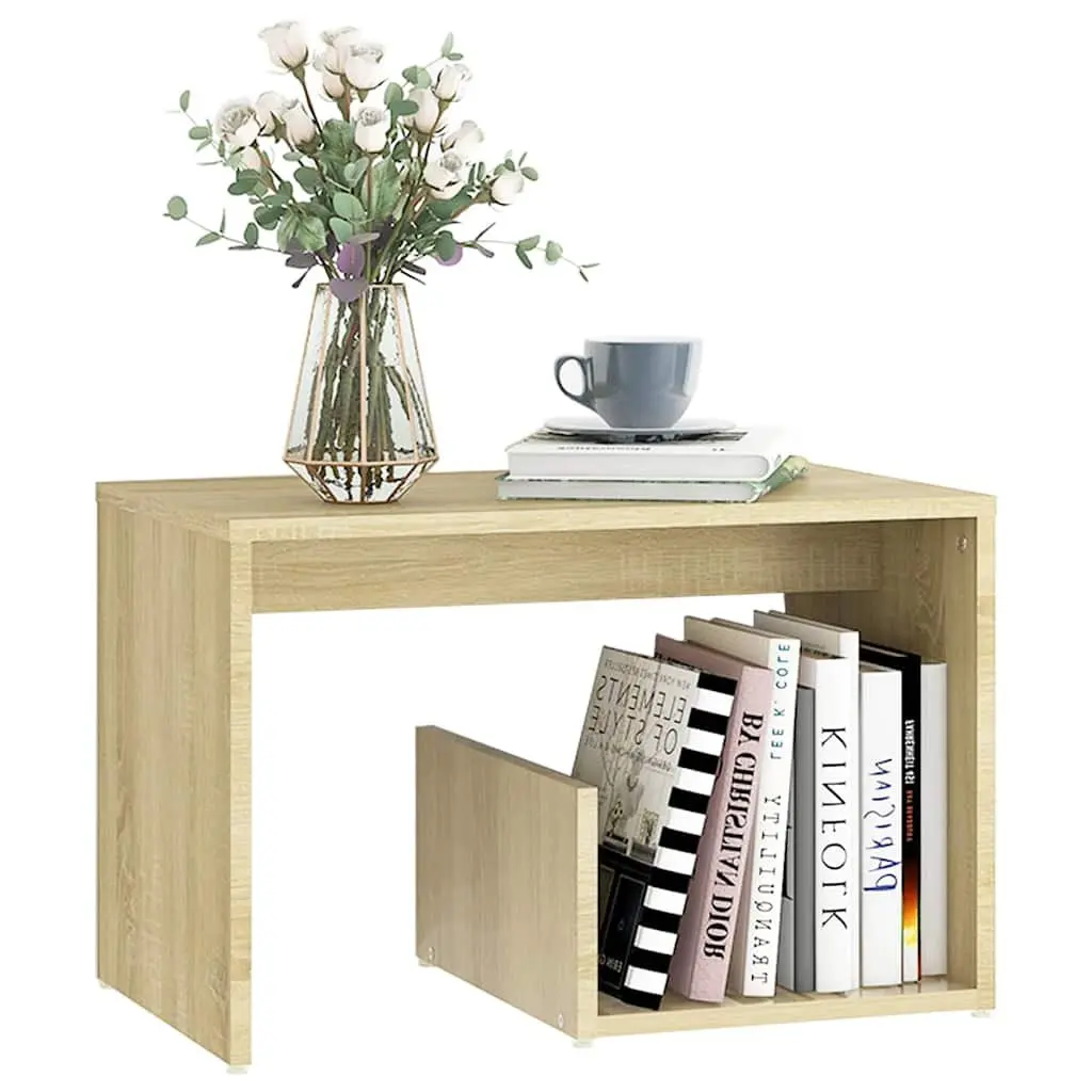 Side Table Brown 59 x 36 x 38 cm Open Storage Compartment Stable Top Surface Easy to Clean