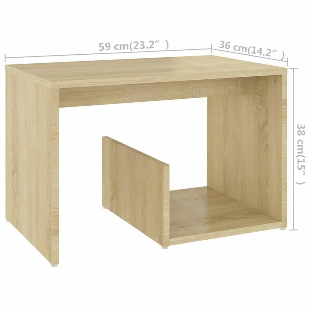 Side Table Brown 59 x 36 x 38 cm Open Storage Compartment Stable Top Surface Easy to Clean