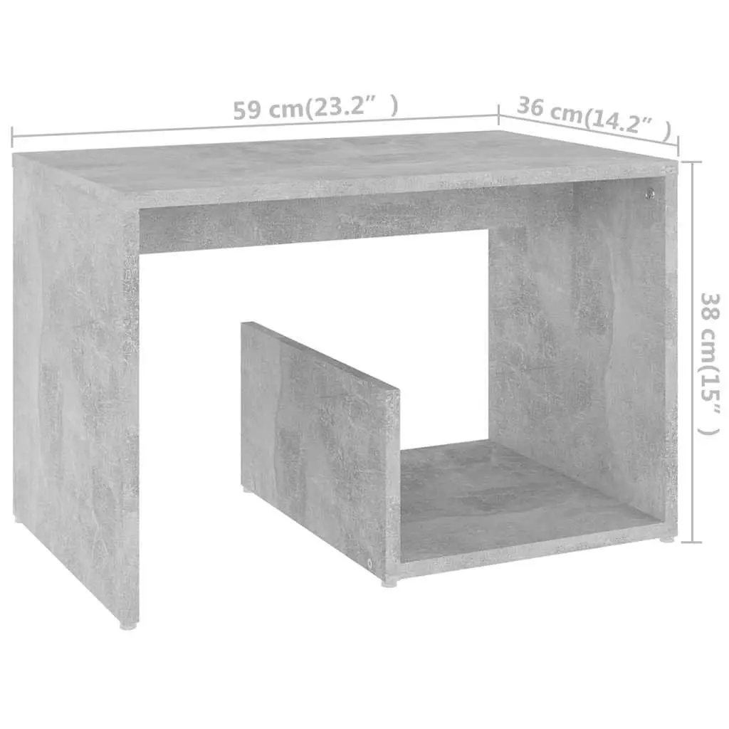 End Table Grey 59W x 36D x 38H cm Storage Modern Accent Side Coffee Table
