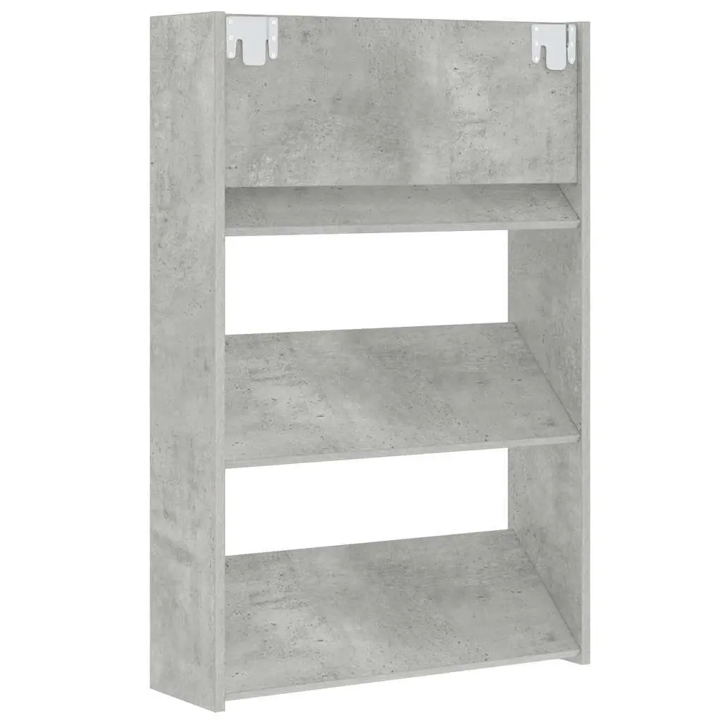 Grey Wall Mounted Shoe Cabinet with Storage Organiser and 3 Tipping Shelves