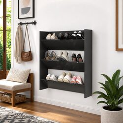 Grey Engineered Wood Wall Cabinet for Shoe Storage